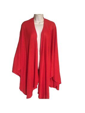 Womens Vintage Emily Wetherby Draped Cape Lagenlook Open Shawl Red One Size  T